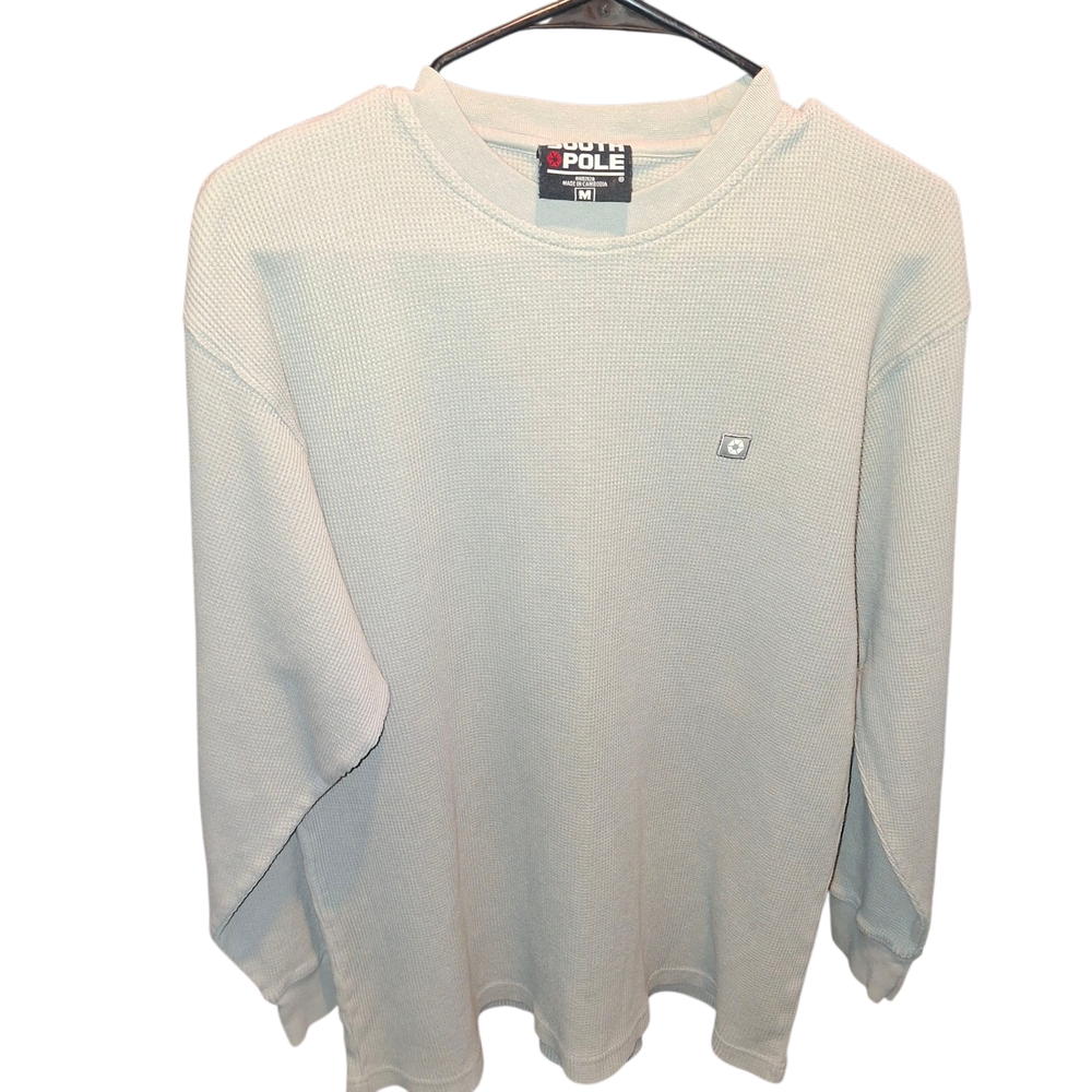 Vintage Y2K Southpole Shirts Size M Grey Thermal Waffle Knit Long Sleeve Grung